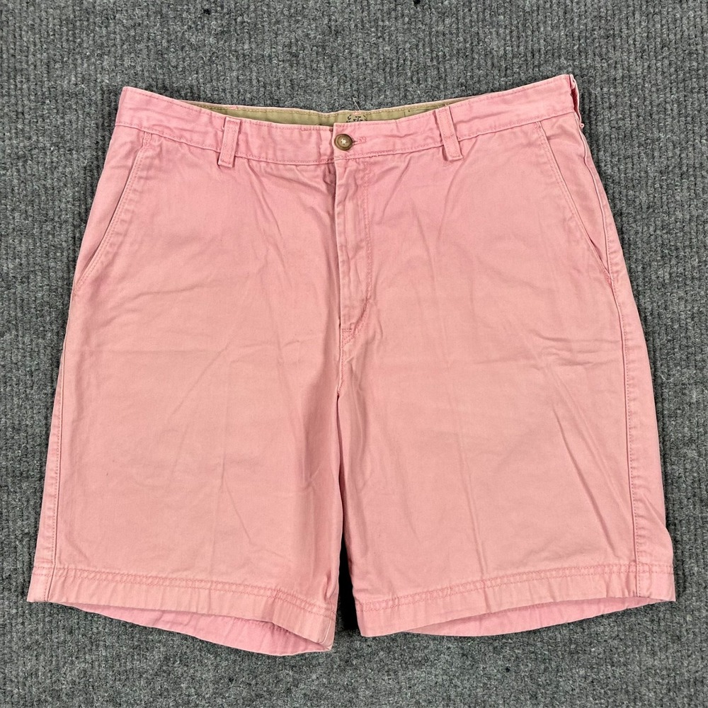 IZOD Saltwater Mens Chino Shorts Size 36 Pink 100% Cotton Outdoor Mid Rise